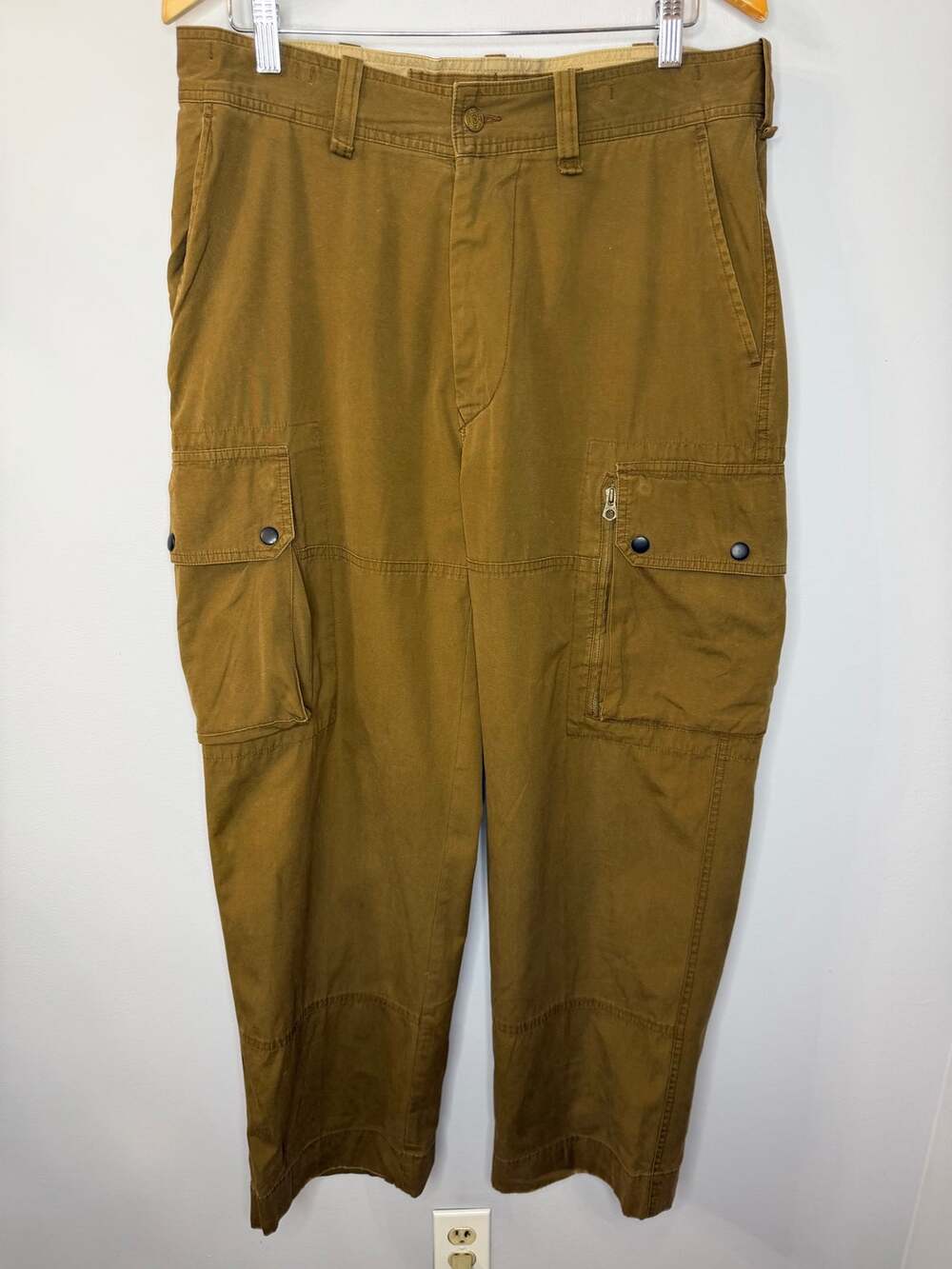 Vintage 90's Polo Ralph Lauren Cotton Cargo Pants Relax Baggy Mens 34x30 Tan Y2K